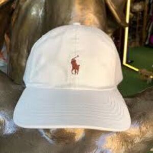 Vintage White Polo Ralph Lauren Cap with Brown Horse